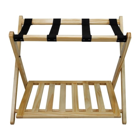 Casual Home Luggage Rack with Shelf, Natural 102-20